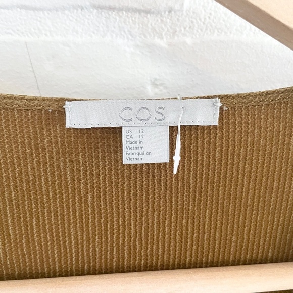 COS Blouse Half sleeve Ribbed Faux wrap Maroon/Green/Ocre Lagenlook V neck Sz L - Picture 3 of 14